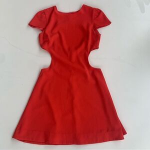 Dress the Population Women’s Small Side Cutout Mini Dress Capsleeve Red USA Made